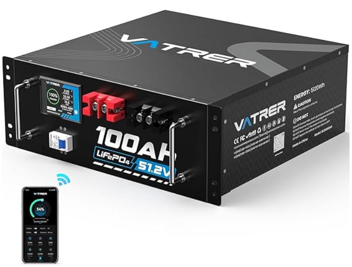 Vatrer 48V 100 Ah LiFePO4 Battery